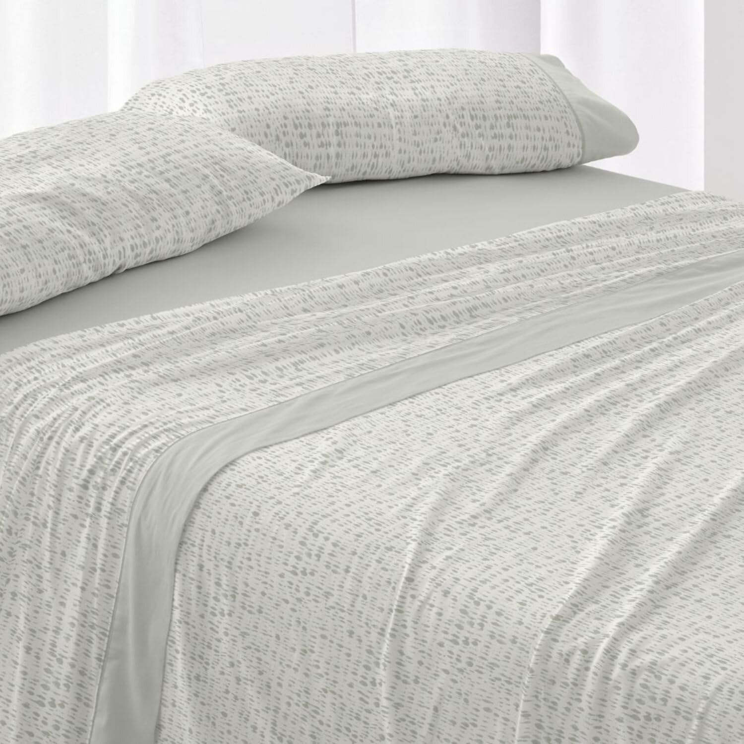 Burrito Blanco | Juego de Sábanas Algodón/Poliéster Cama 150-160 Salvia | 4 Piezas: Bajera, Encimera y 2 Fundas | 50% Algodón 50% Poliéster | 144 Hilos | Tacto Suave | Larga Duración