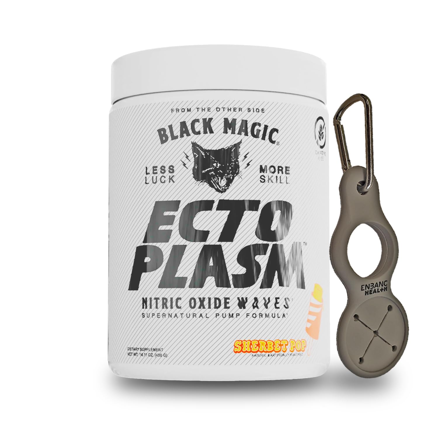Black Magic Ecto Plasm - Sherbet Pop - Handcrafted Pump Igniter, Increased Hydration & Vascularity (400g, 20 Scoops) with Enbanc Health Keychain