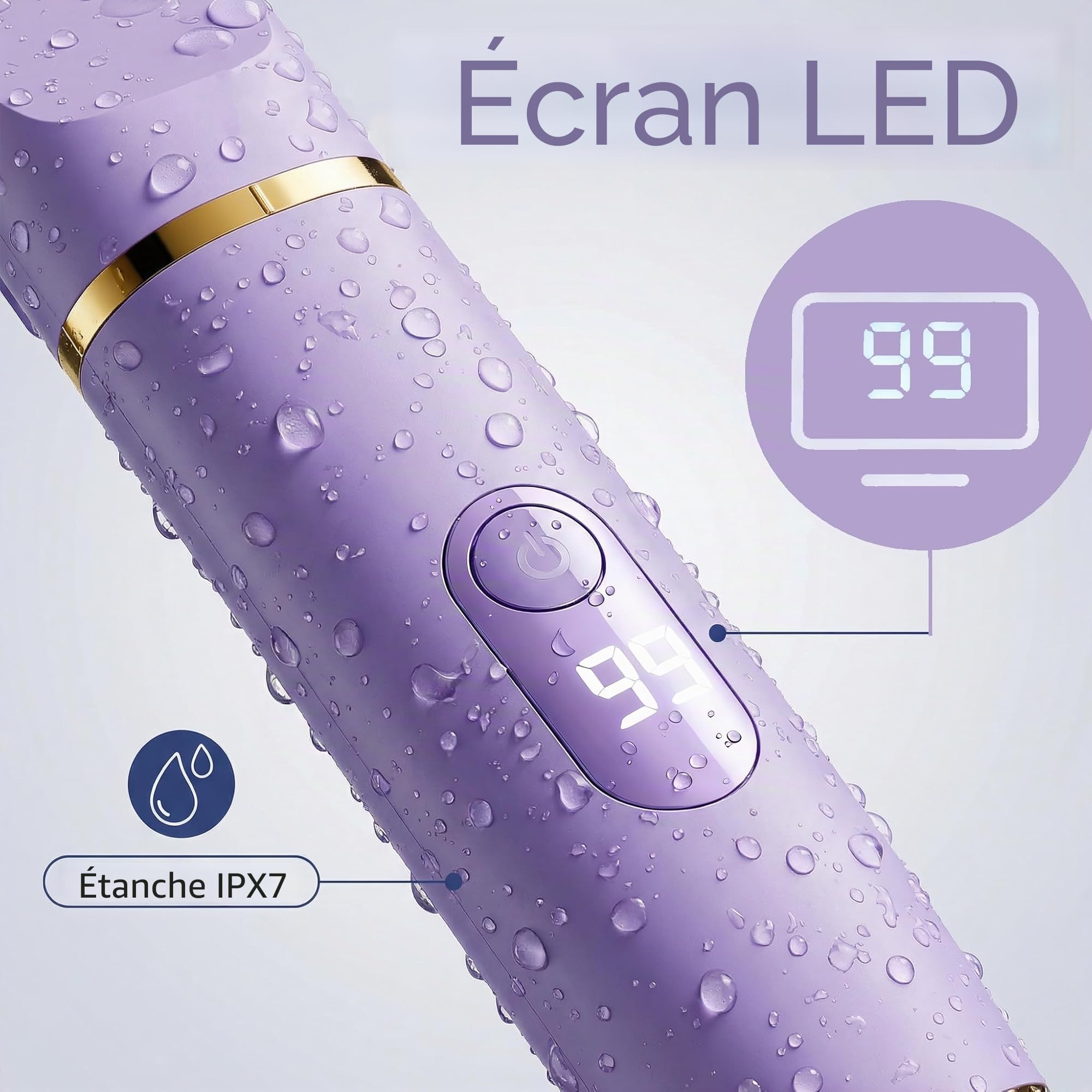 5 en 1 Rasoir Electrique Femme, Tondeuse Maillot humide/sèche, étanche IPX7, Tondeuse Femme Intime pour le visage, les aisselles, les jambes, les bras et le maillot (Violet)