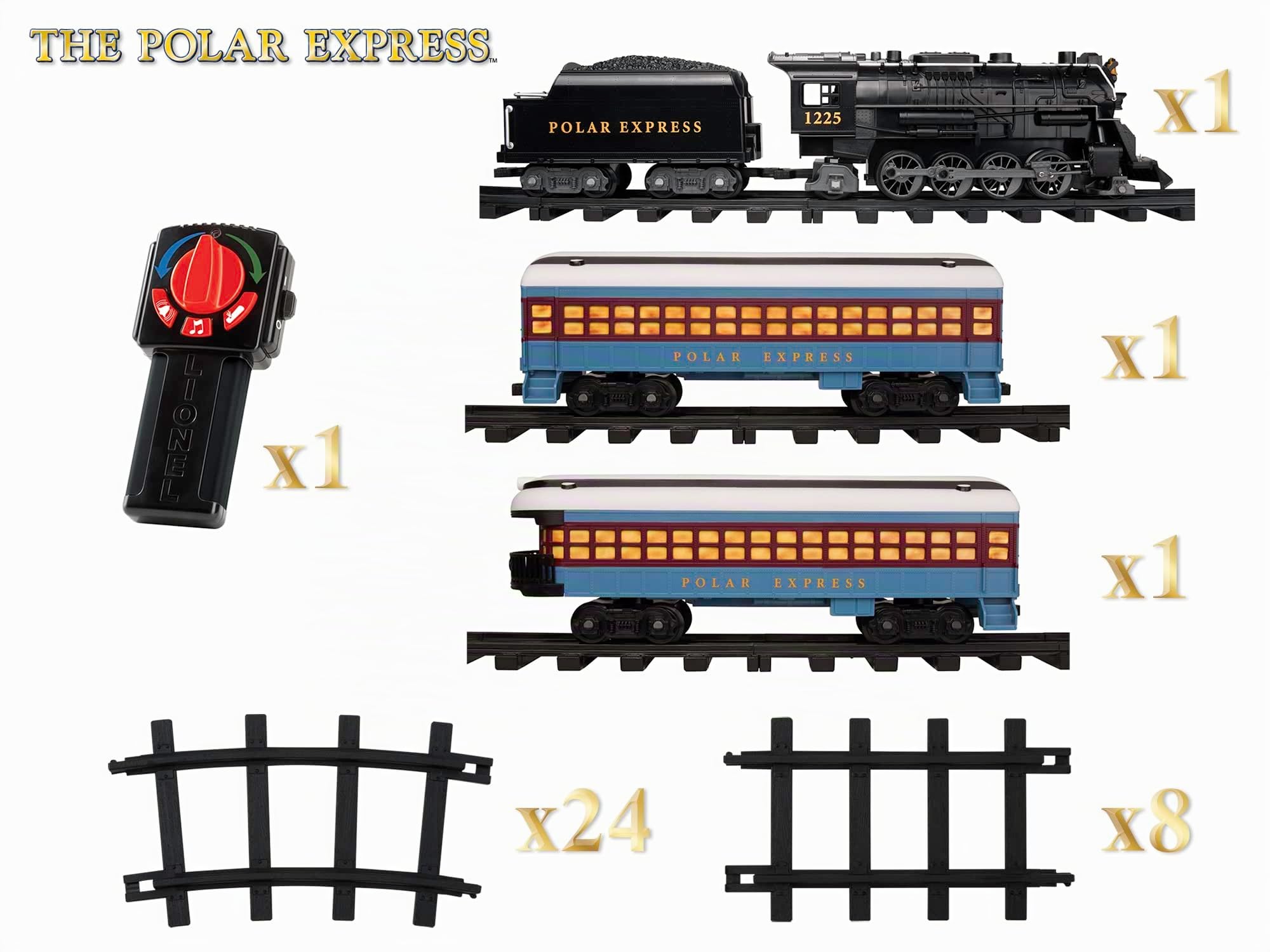 Lionel Das Polar Express Modelleisenbahn Set mit Berkshire-Style Ready to Run mit Lichtern, Soundeffekten und Fernbedienung, Mehrfarbig