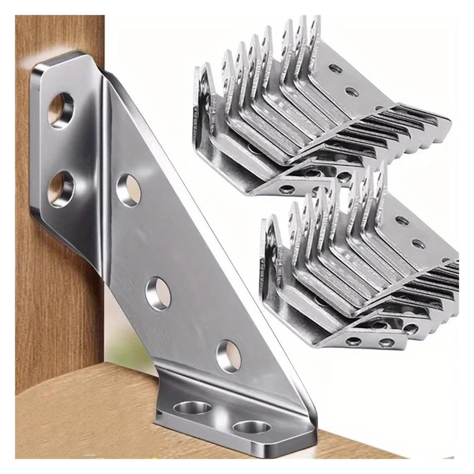 Staffe angolari a 90° in acciaio inossidabile rinforzato | 10 o 20 pezzi, supporti di sostegno for collegamento mobili(10PCS)