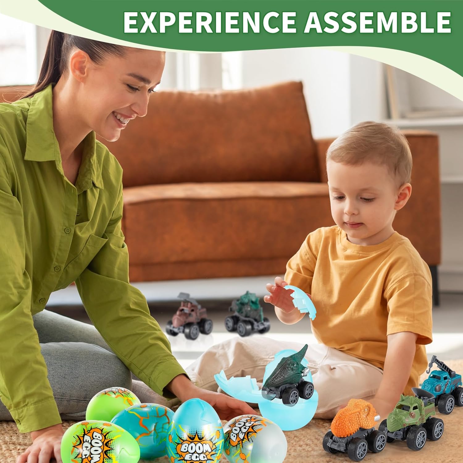 Beby Buty Easter 6 Pack Pull-Back Monster Cars in Luminous Eggs for Toddlers Kids, Fun Gift Toys for Boys and Girls 3-7 Years, Perfect for Easter Eggs Hunt, Birthday Party