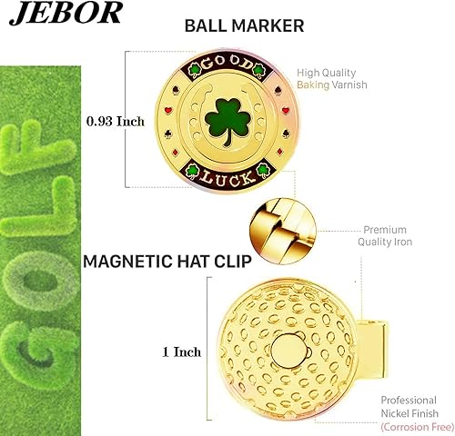 Miniatura 8 de Jebor Marcadores de pelota de golf con clips para sombrero y caja de almacenamiento, juegos de valor para hombres y mujeres, extraíbles que se fijan