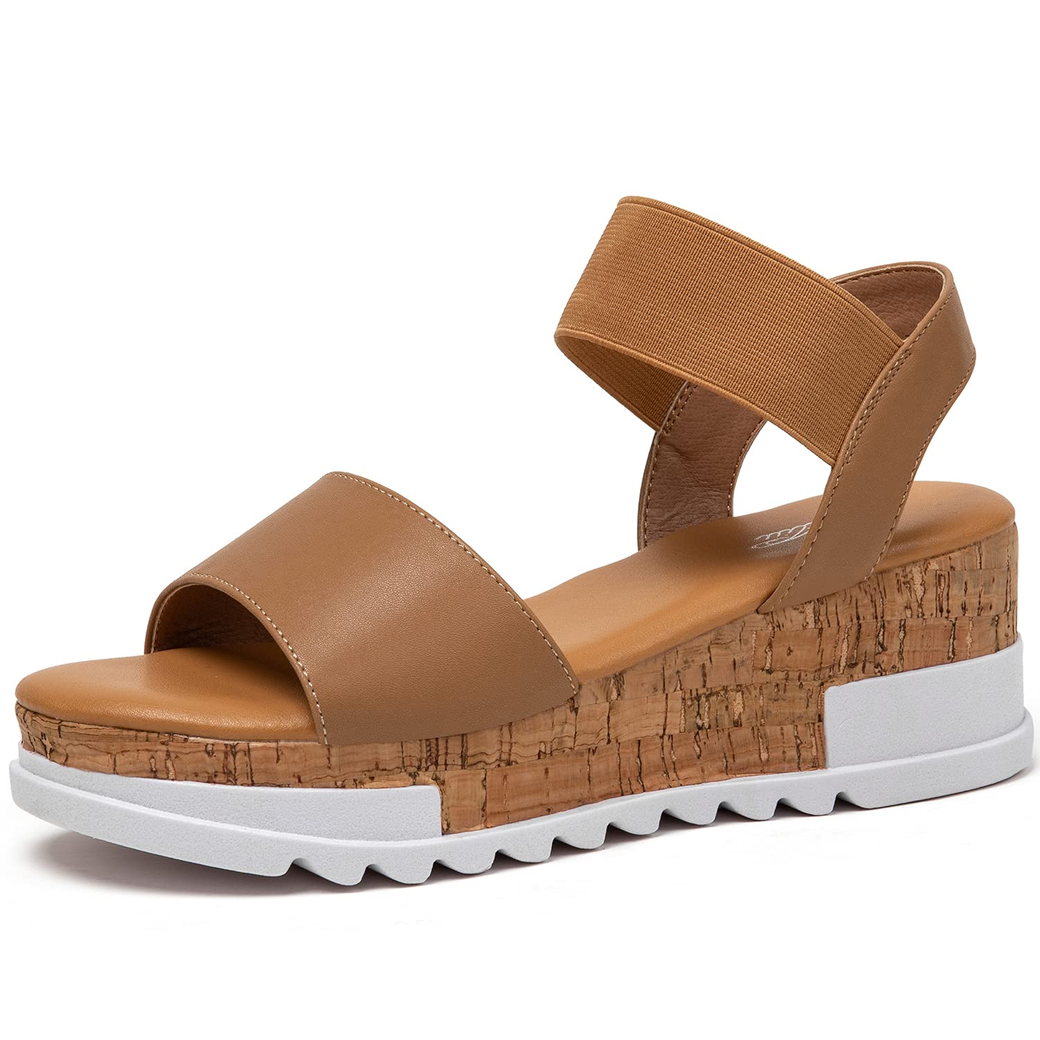 katliu Women's Wedge Platform Sandals Elastic Ankle Strap Cork Platform Sandals
