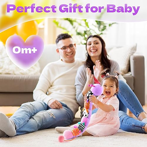 Miniatura 6 de HEMRLY Juguete sensorial para bebé de 0 a 6 meses, peluche musical de oruga con mordedor, arrugado, sonajero, espejo de bebé para el tiempo boca