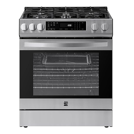 Kenmore 2276853 5.6 cu. ft. Front Control Gas Range Oven with 5 Cooktop Burners True Convection, Air Fry, Turbo Boil, Self Clean, Dishwasher Safe Grates, Three Chrome Racks, LP Kit, Stainless Steel
