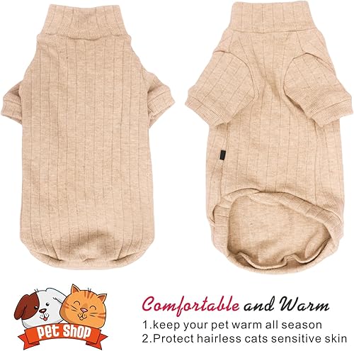 Miniatura 4 de Idepet Sphynx Suéter de gatos sin pelo, ropa suave para cachorros, lindo pijama de gato, ropa de algodón para mascotas, cuello alto de invierno para