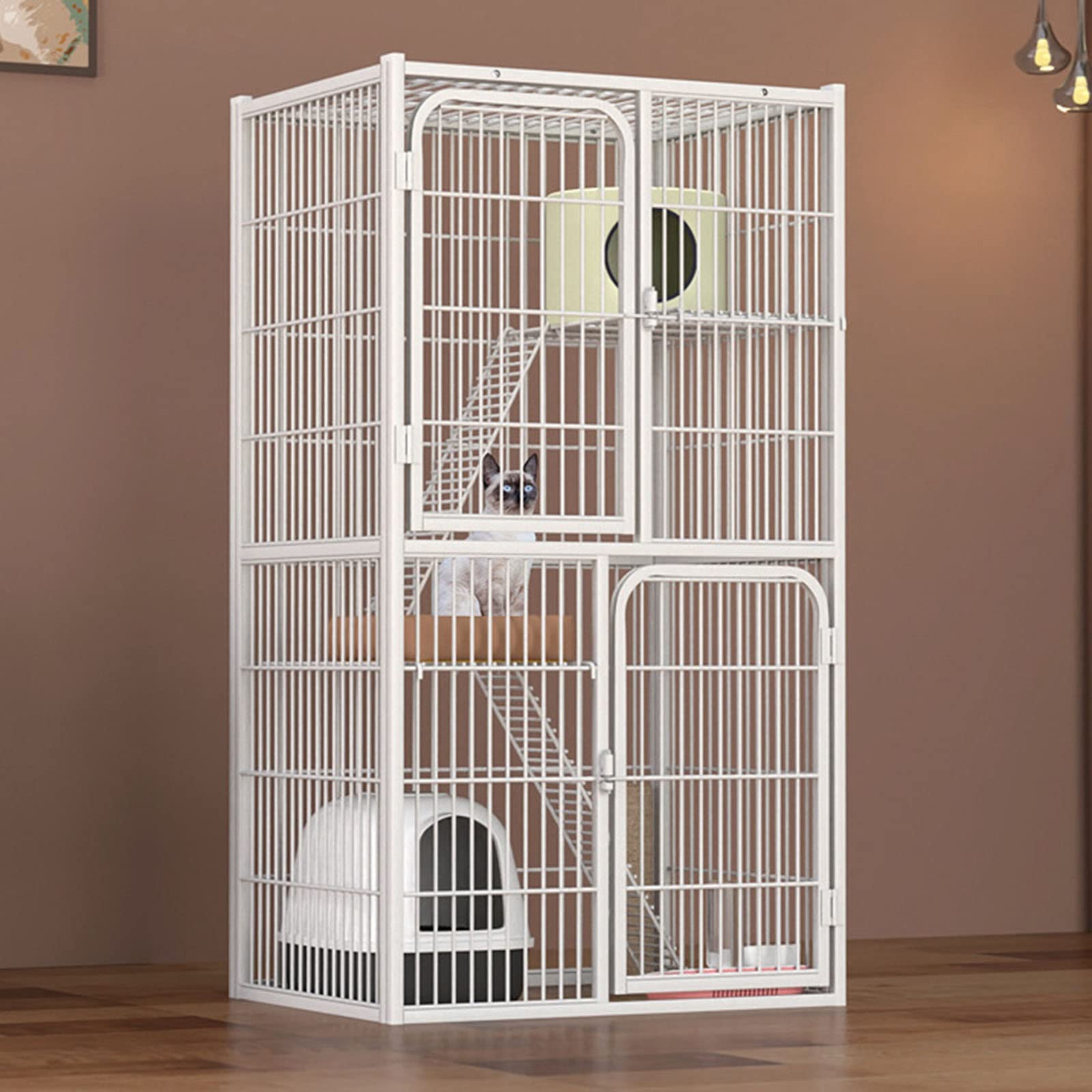 Jaulas para gatos en Interiores, Jaula para Conejos en Interiores, recinto para gatos al Aire Libre, Jaula de Metal para gatos, Jaula para Mascotas con Puertas, escaleras de rampa, aptas par