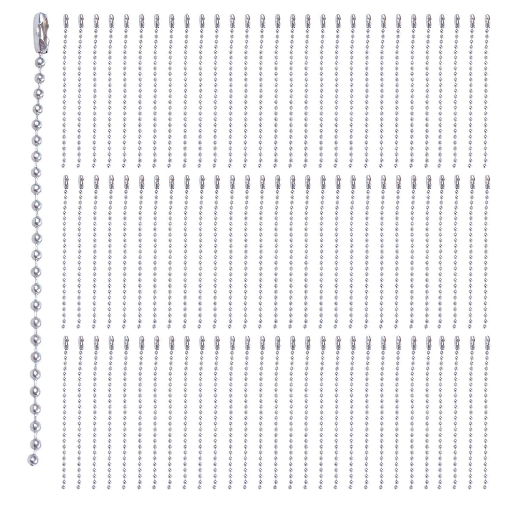 Bloepum Stainless Steel 10cm Length 2.4mm Beaded 1000Pcs Silver Tone
