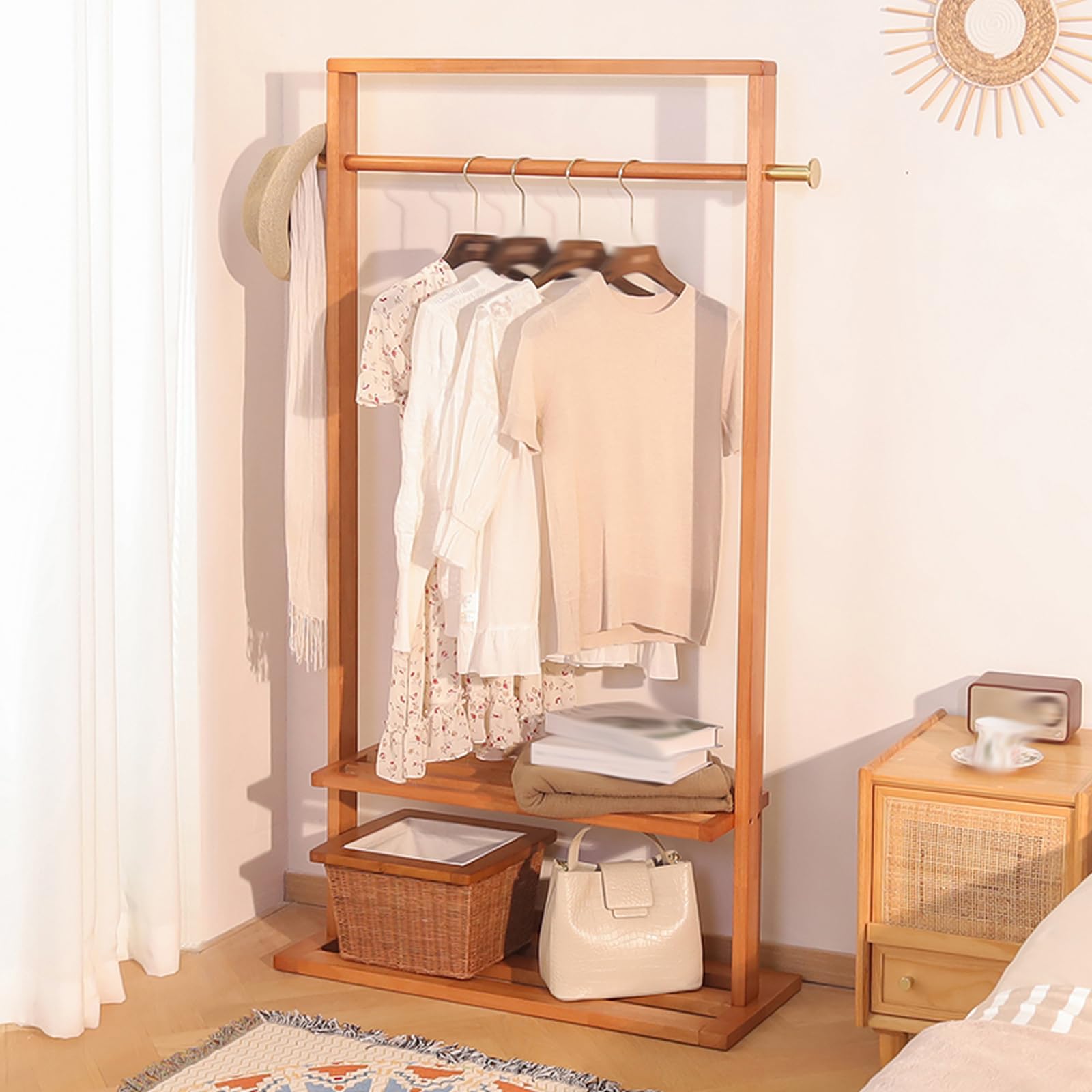 Perchero De Pie Madera,Perchero Recibidor con Estantes,Perchero con Estante De Almacenamiento,MultifuncióN Perchero De Pie con Zapatero,Gran Capacidad,para Pasillo,SalóN,Dormitorio