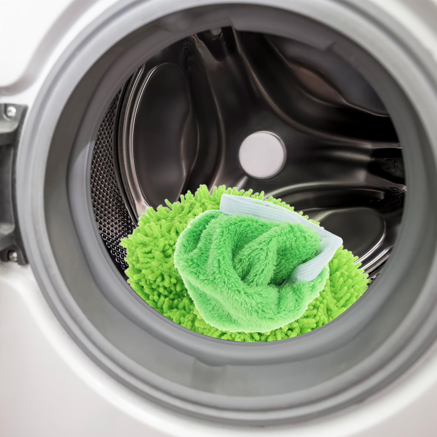 QWORK 4 sztuki podkładek z mikrofibry wielokrotnego użytku kompatybilne z mopem Swiffer - 2 x koralowy i 2 x szenilowy, zmywalne ściereczki podłogowe do twardych podłóg.