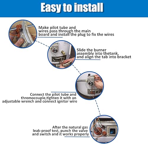 Miniatura 6 de 9003542 Conjunto piloto de gas natural, repuesto para 100109295 9003542005 18324-190 Conjunto piloto de calentador de agua compatible con A.O.Smith,