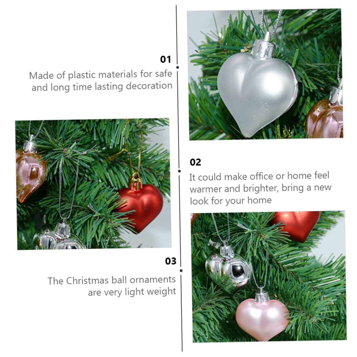 Abaodam 108stücke Teiliges Herzform Kugel Für Valentinstag Und Weihnachten Bunte Dekorationen Für Hochzeiten Und Zuhause Rot Silber