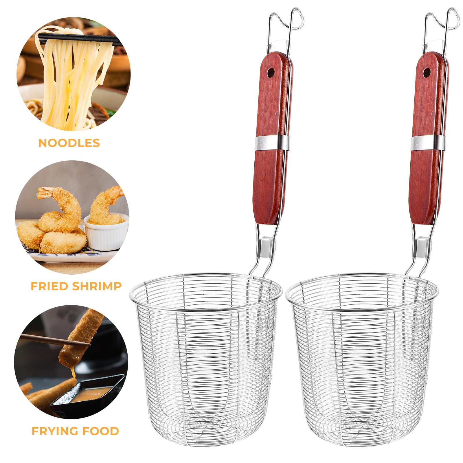 Colador de Cocina Spider de Acero Inoxidable y Madera, 2 Piezas