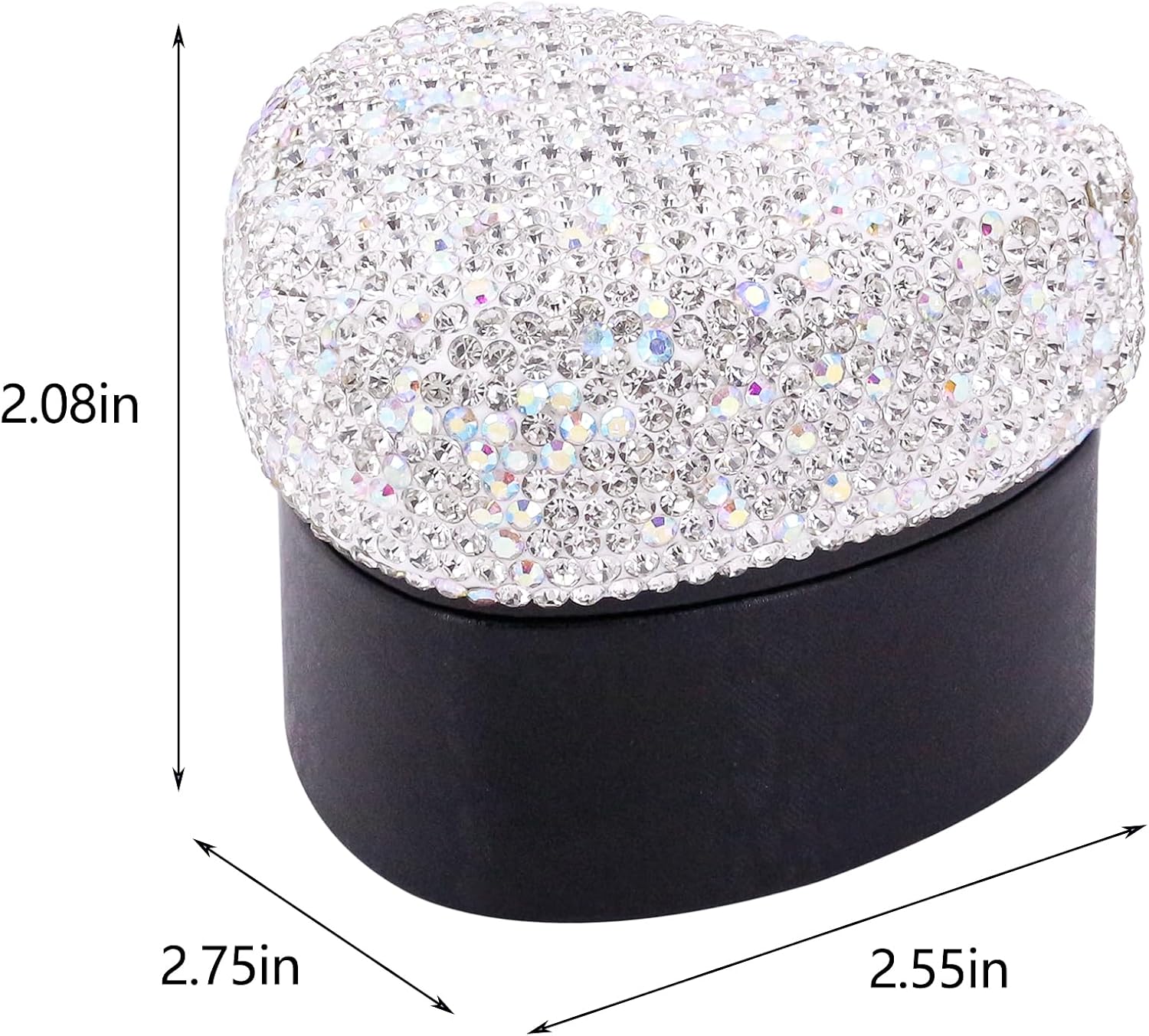 Naimo Rhinestone Heart Shaped Engagement Ring Box Velvet Holder Earrings Coin Jewelry Box Case with LED Lighted up for Proposal Wedding Birthday Gift