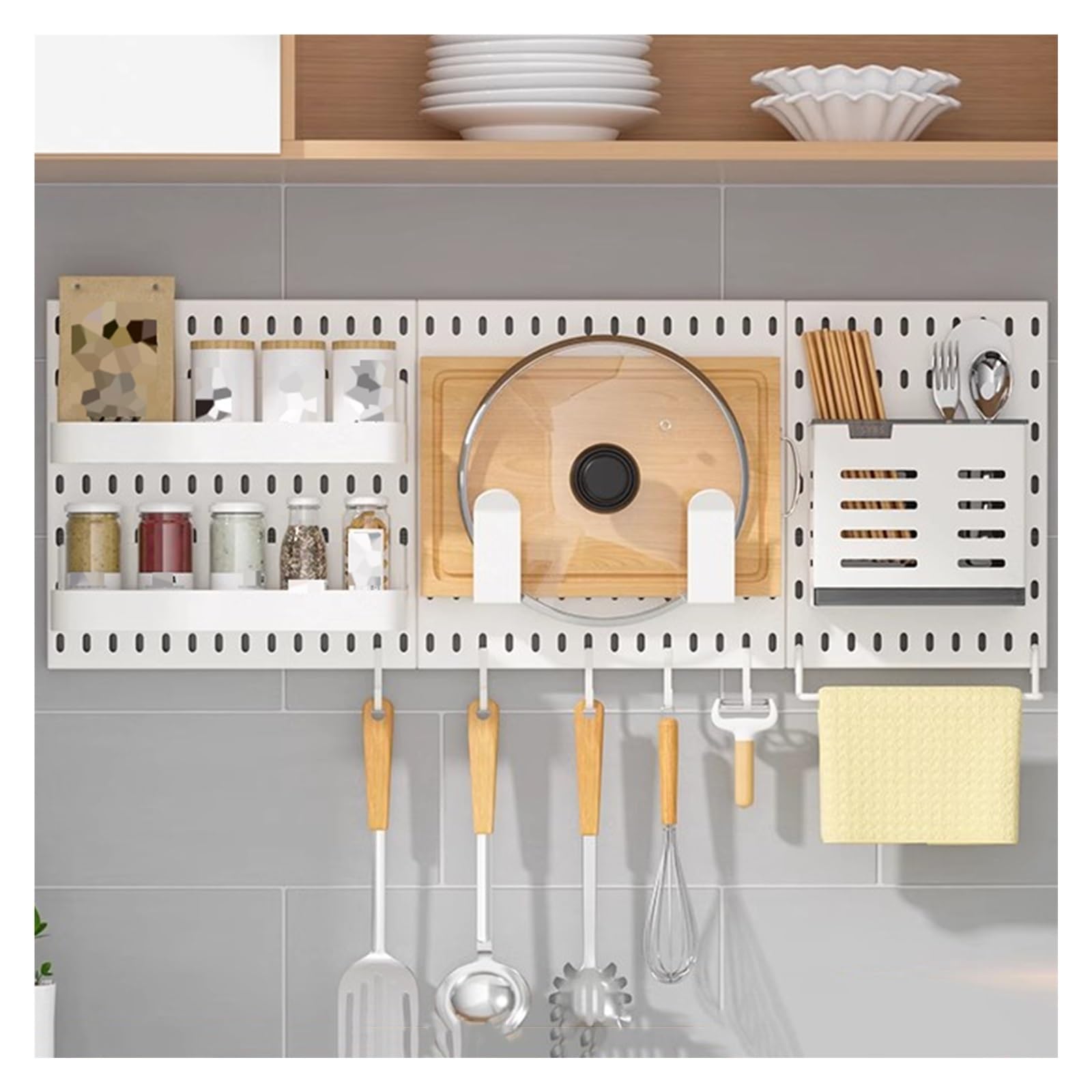 Panneau de rangement en métal pour organiser la salle de bricolage, le garage et la cuisine