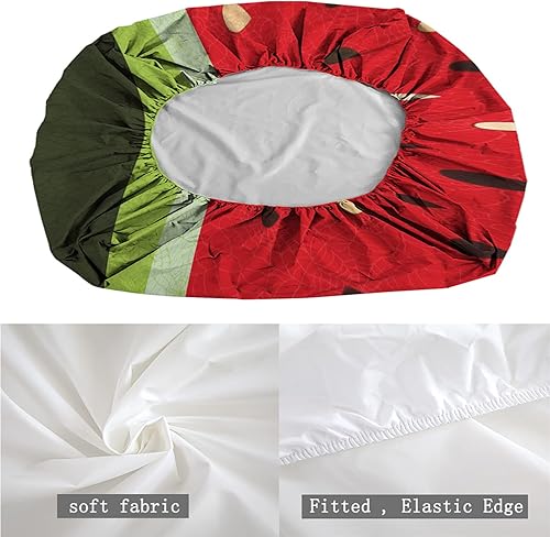 Miniatura 5 de Nature Theme - Sábana bajera ajustable de tamaño individualindividual XL, patrón de macro fruta de sandía, juego de ropa de cama de 2 piezas con