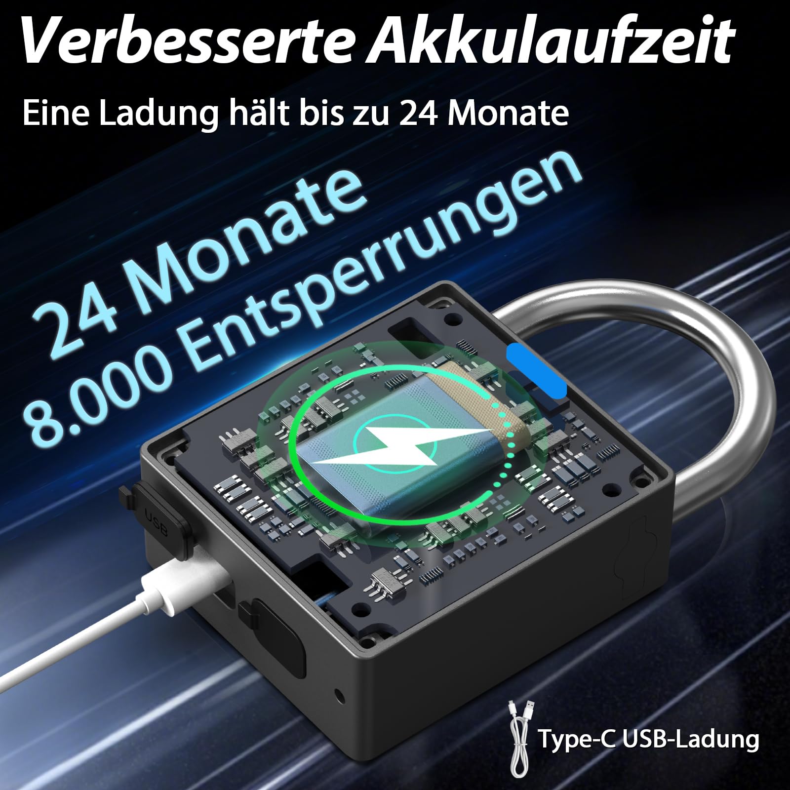Fingerabdruck Vorhängeschloss Outdoor eLinkSmart Zahlenschloss mit 9-Tasten-Code, Bluetooth App-Steuerung, IP67 Wasserdicht, Schwerlast Bügelschloss mit 2 Schlüsseln für Tor, Gartenhaus, LKW