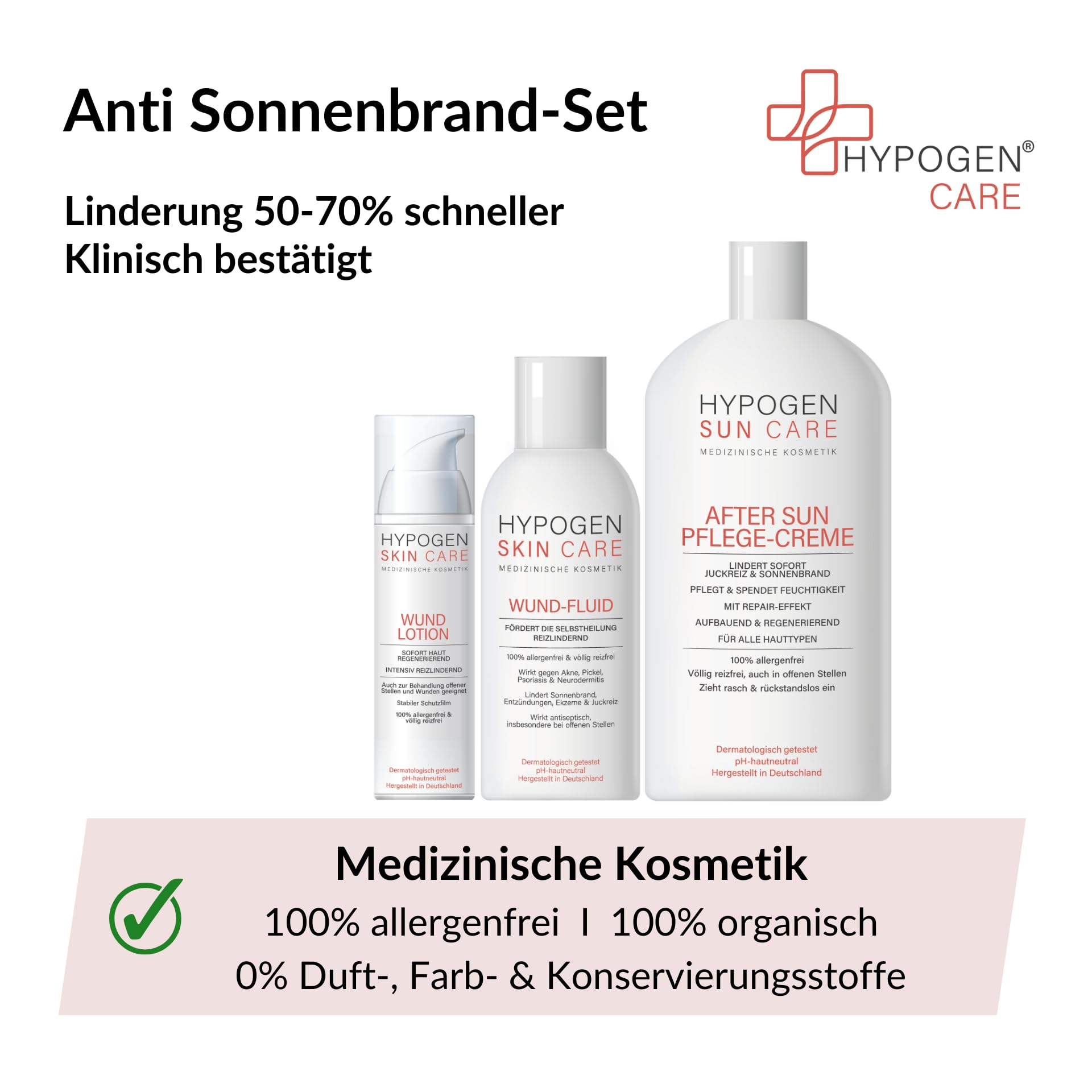 Anti Sonnenbrand-Set I 50-70% schnellere Linderung I Klinisch bestätigt I Medizinische Kosmetik von HYPOGEN CARE