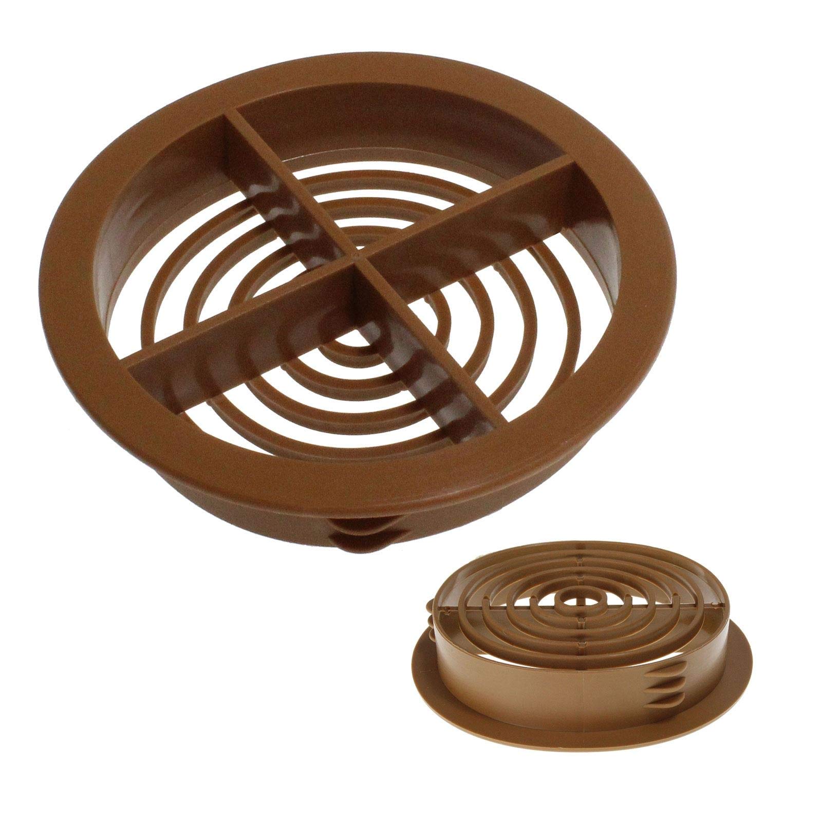 5 x Caramel Plastic Soffit Vents 70mm Circular Push Fit Eaves Disc Roof Vent Air Grille