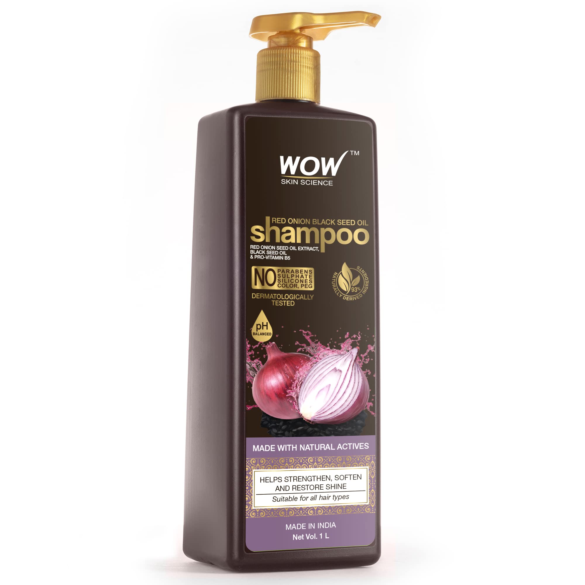 Buy WOW Skin Science Onion Shampoo 1L Helps Control Hair Fall & Promotes Hair Growth For