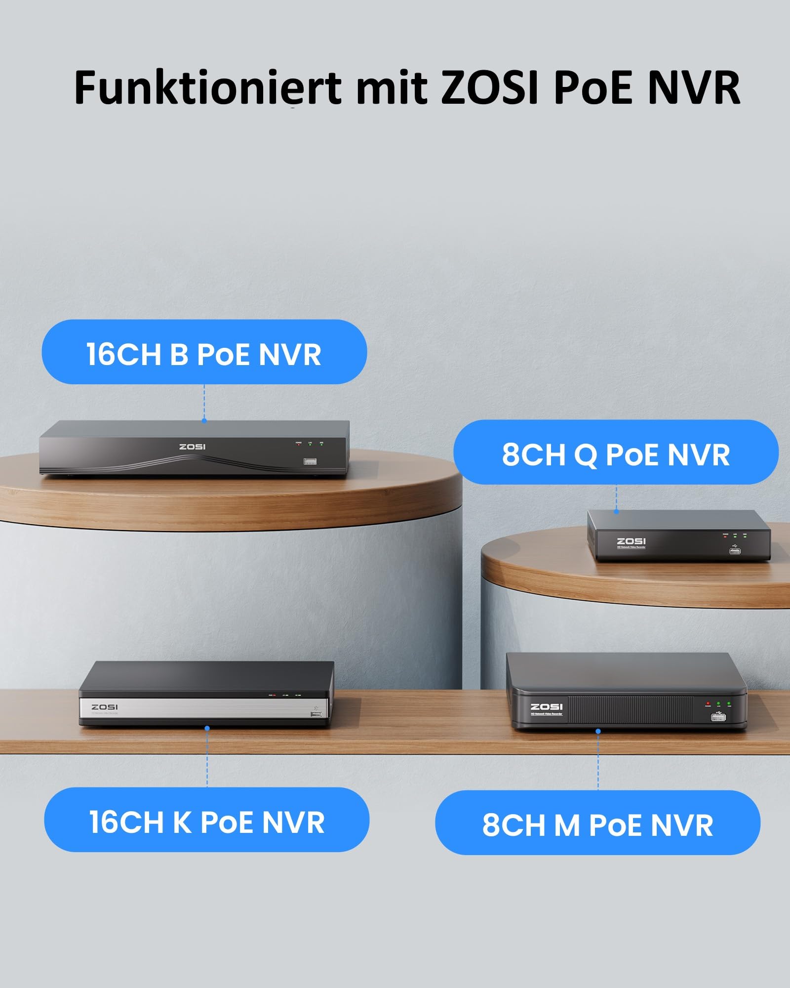 ZOSI 8MP PoE Überwachungskamera Aussen, Personen-/Fahrzeugerkennung, 2-Wege-Audio, NUR Kompatibel mit 4K PoE NVRs derselben Marke, C220