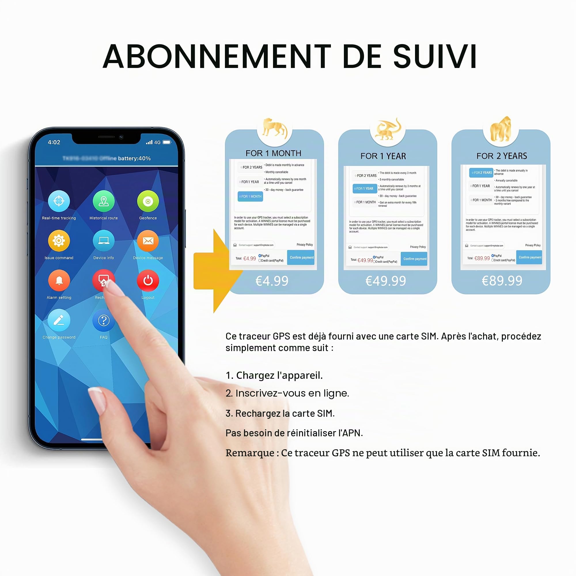Mini Traceur GPS Winnes 4G Tracker Aimanté Suivi en Temps réel en Europe/UK Longue Distance Localisateurs Antivol pour Voitures/Enfants/Personnes âgées/Chiens/Motos(avec Clip,Carte SIM Inclus)