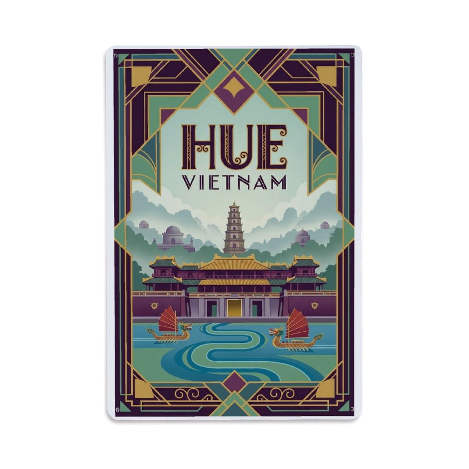 Gead 8X12inch Style Retro Vietnam Hue Travel Metal Tin Sign