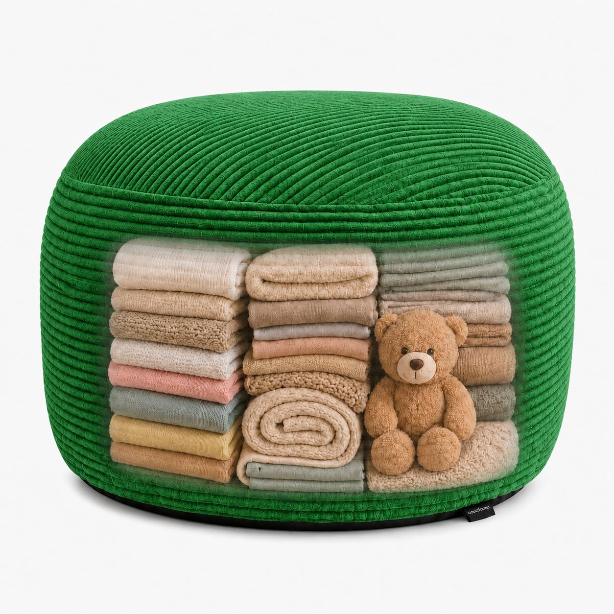 Storage Pouf Cover, No Filler, Corduroy, Grass Green, 28 Inch