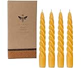 DEYBBY 7 inch Spiral Beeswax Candles Set of 4 - Dripless and Smokless Twisted Pure Bees Wax Candle for Home Decor & Gift Any Occasions