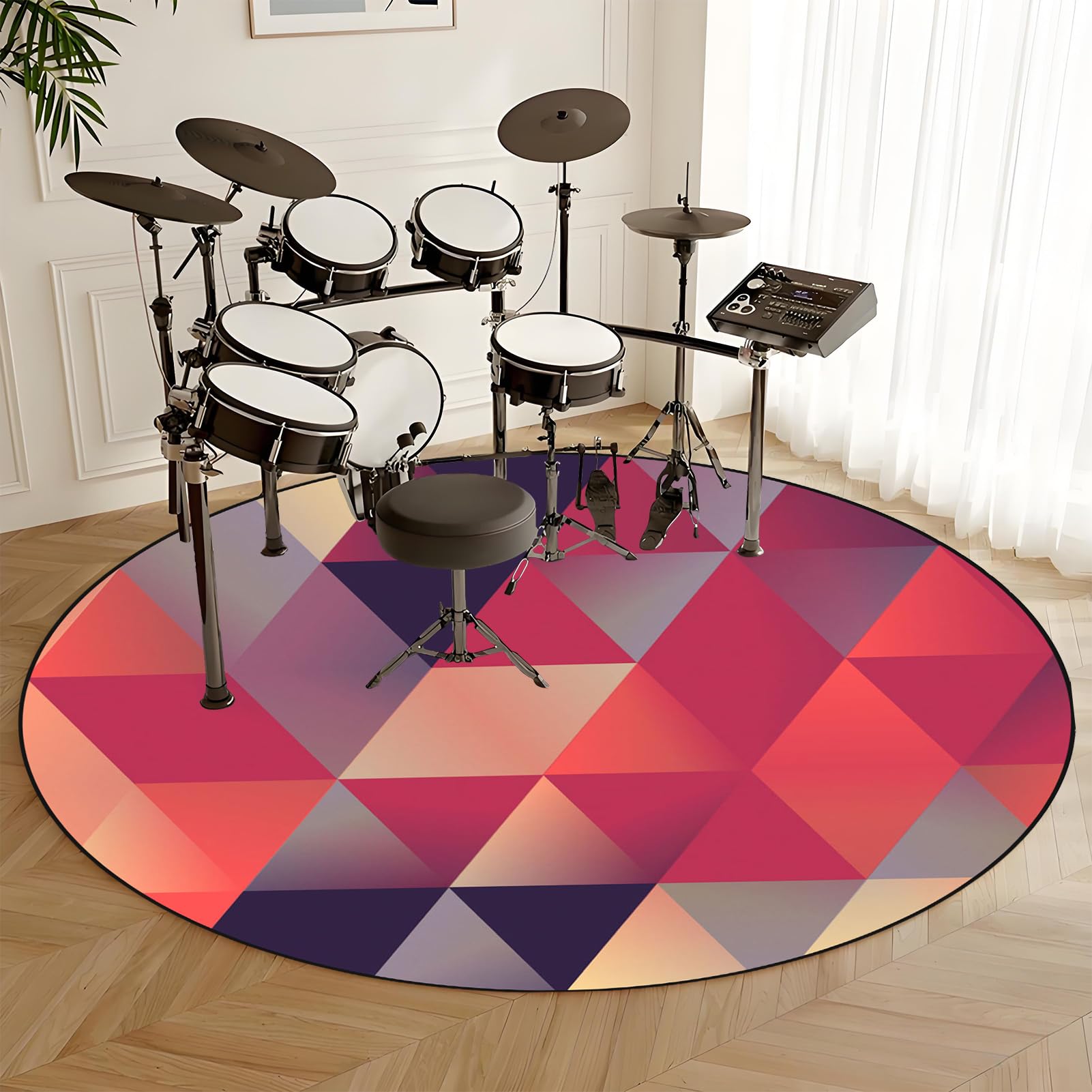 Profesjonalny dywanik perkusyjny E-Drum, okrągły dywanik bębnowy, antypoślizgowy dywan perkusyjny, bęben jazzowy, mata do instrumentu muzycznego, zestaw perkusyjny, dźwiękoszczelny koc