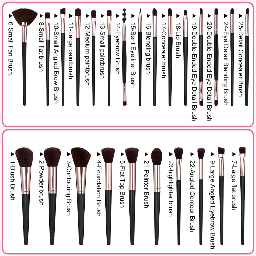 LOPHE Pinceaux Maquillage 51 Pièces, Set Professionnel Complet avec Éponges, Houppettes, Outils Nettoyage, Trousse de Rangement, Brosse Fond de Teint Poudre Blush Yeux, Nior