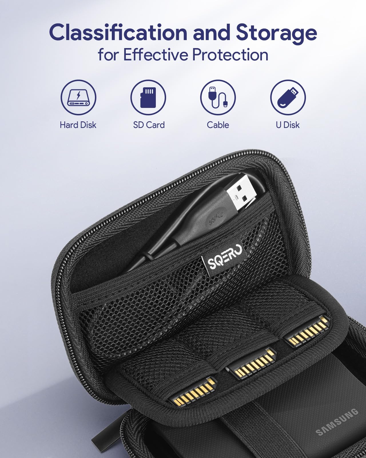 Coque SSD Samsung T9 T7 Shield T7 T7 Touch étui de voyage rigide bleu