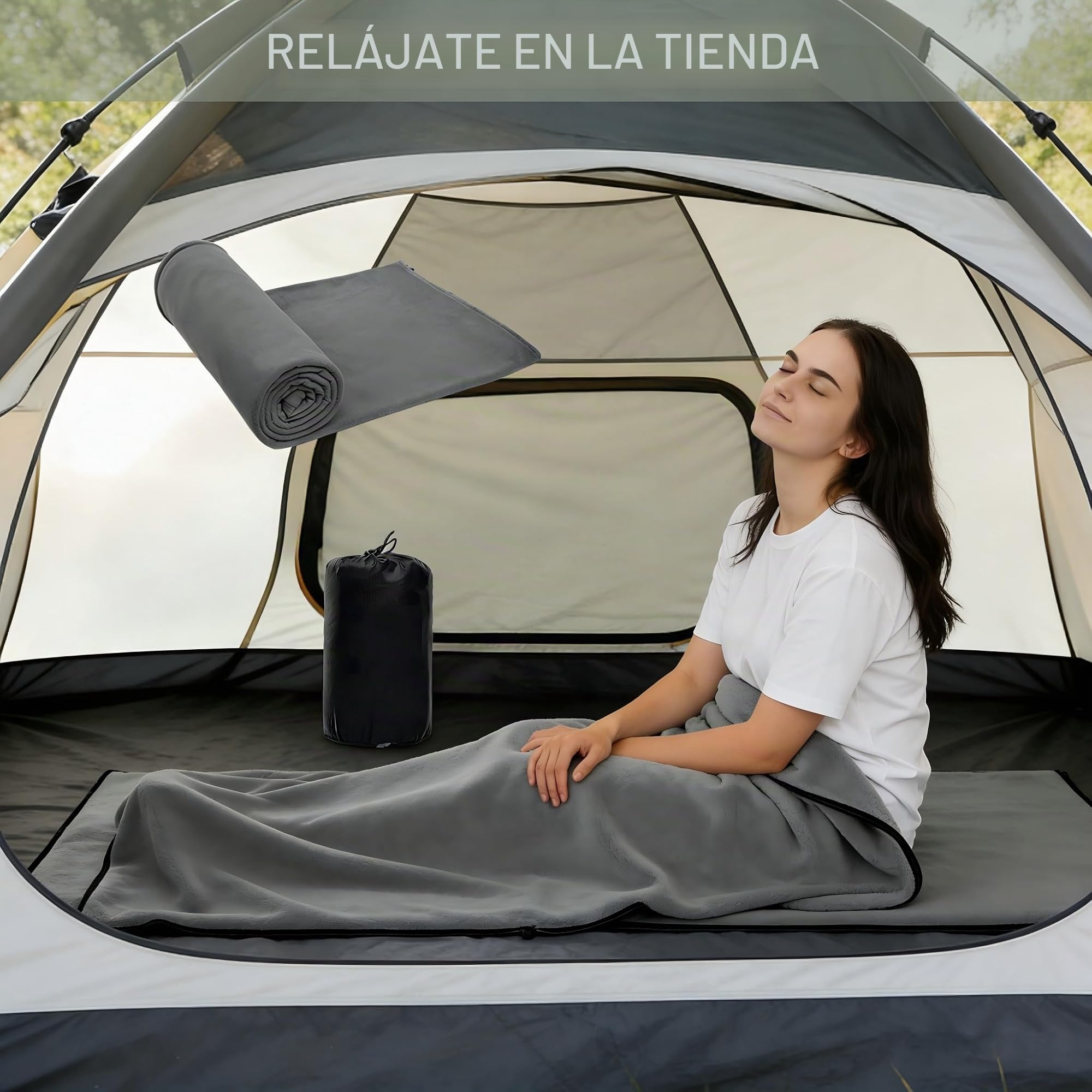 Saco de dormir para cabaña de algodón y ultraligero – 180 x 80 cm saco de dormir compacto de forro polar interior, saco de dormir ligero para camping, senderismo, hostal y al aire libre