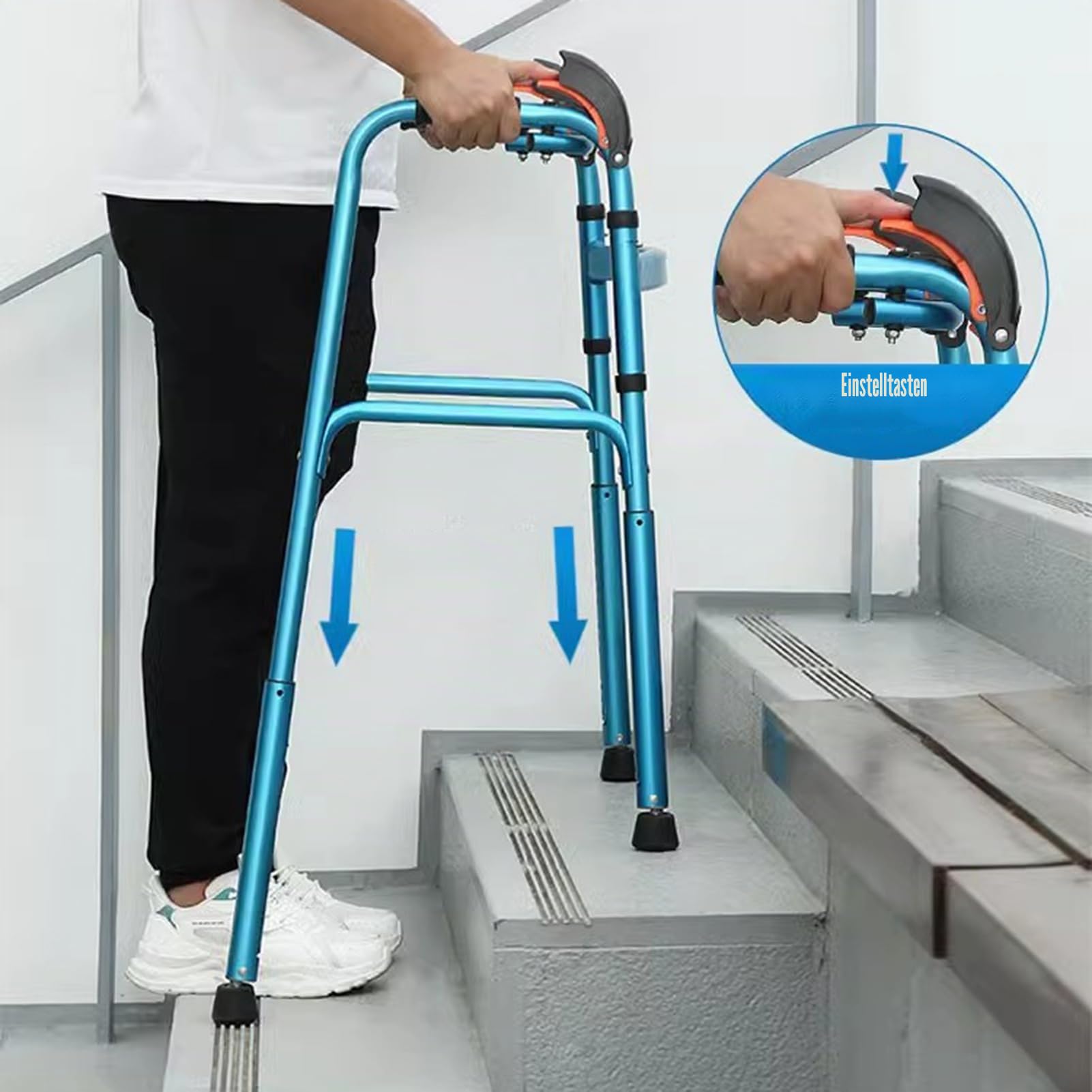 Gehhilfe für Erwachsene, Treppensteigen, zusammenklappbares Aluminium-Gehgestell, Treppensteighilfe, Gehhilfe zum Treppensteigen, Gehmobilitätshilfe für ältere Menschen