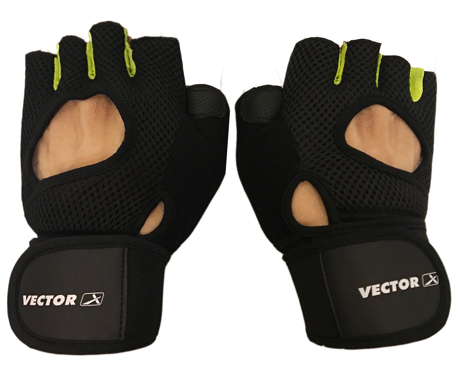 Vector X VX-500 Leather Gym & Fitness Gloves with Wrist Strap (Medium, Black)-image-43