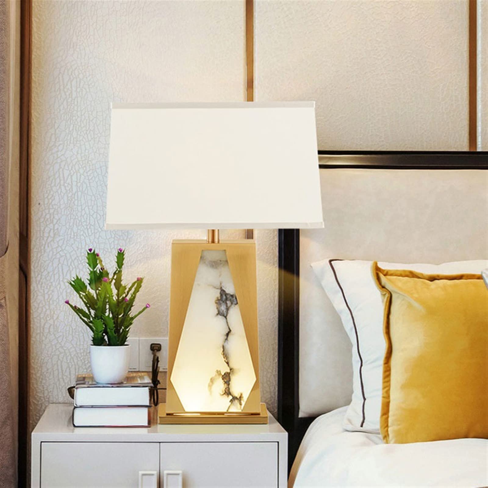 Affascinante Lampada da tavolo moderna in marmo di lusso decorativa for veranda, soggiorno, grande lampada comodino for camera letto Arredamento per la casa
