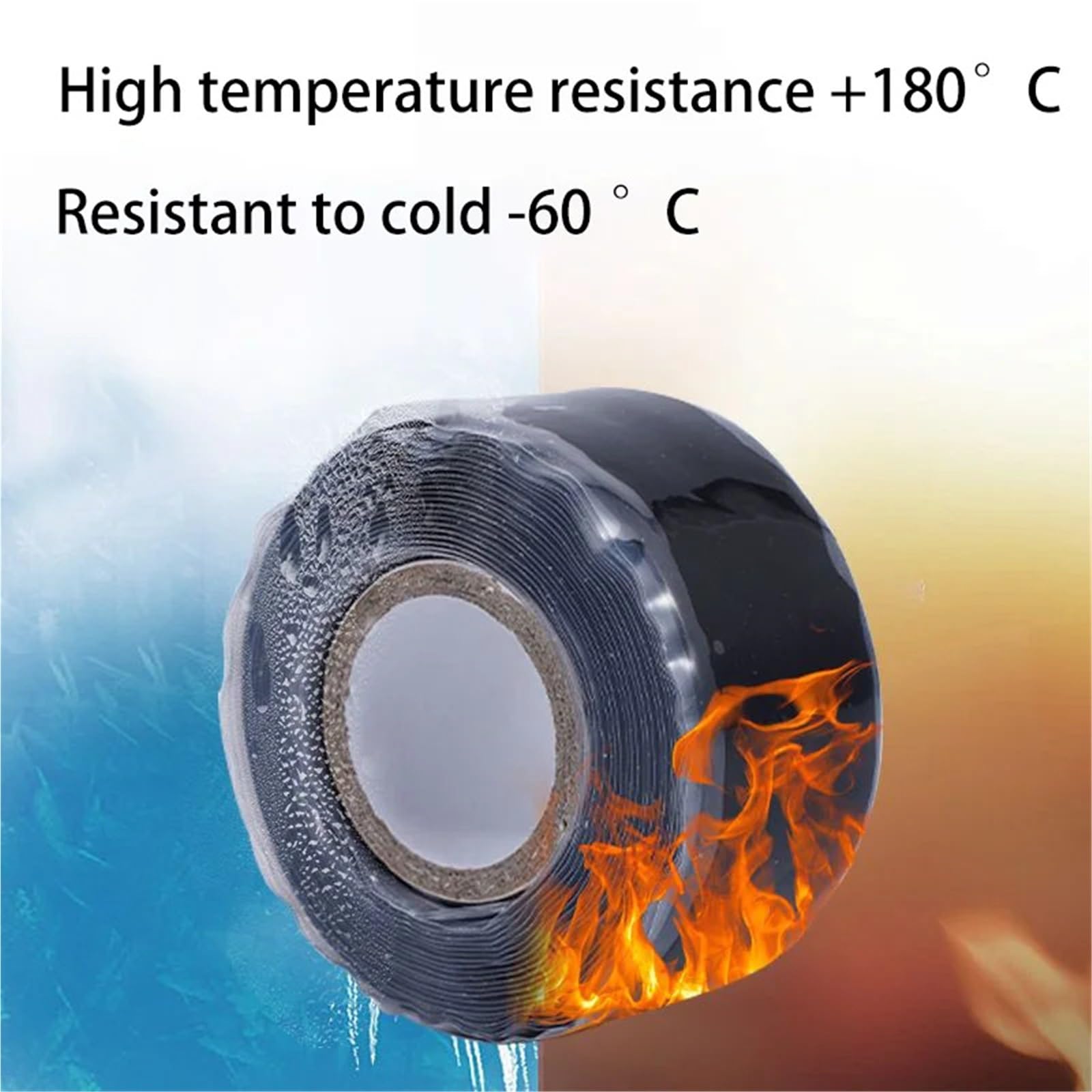 Cinta autoadhesiva de silicona impermeable, aislamiento ignífugo, tubería agua resistente a altas temperaturas, alambre para reparación de tuberías(Black-10Pcs,3.0M)