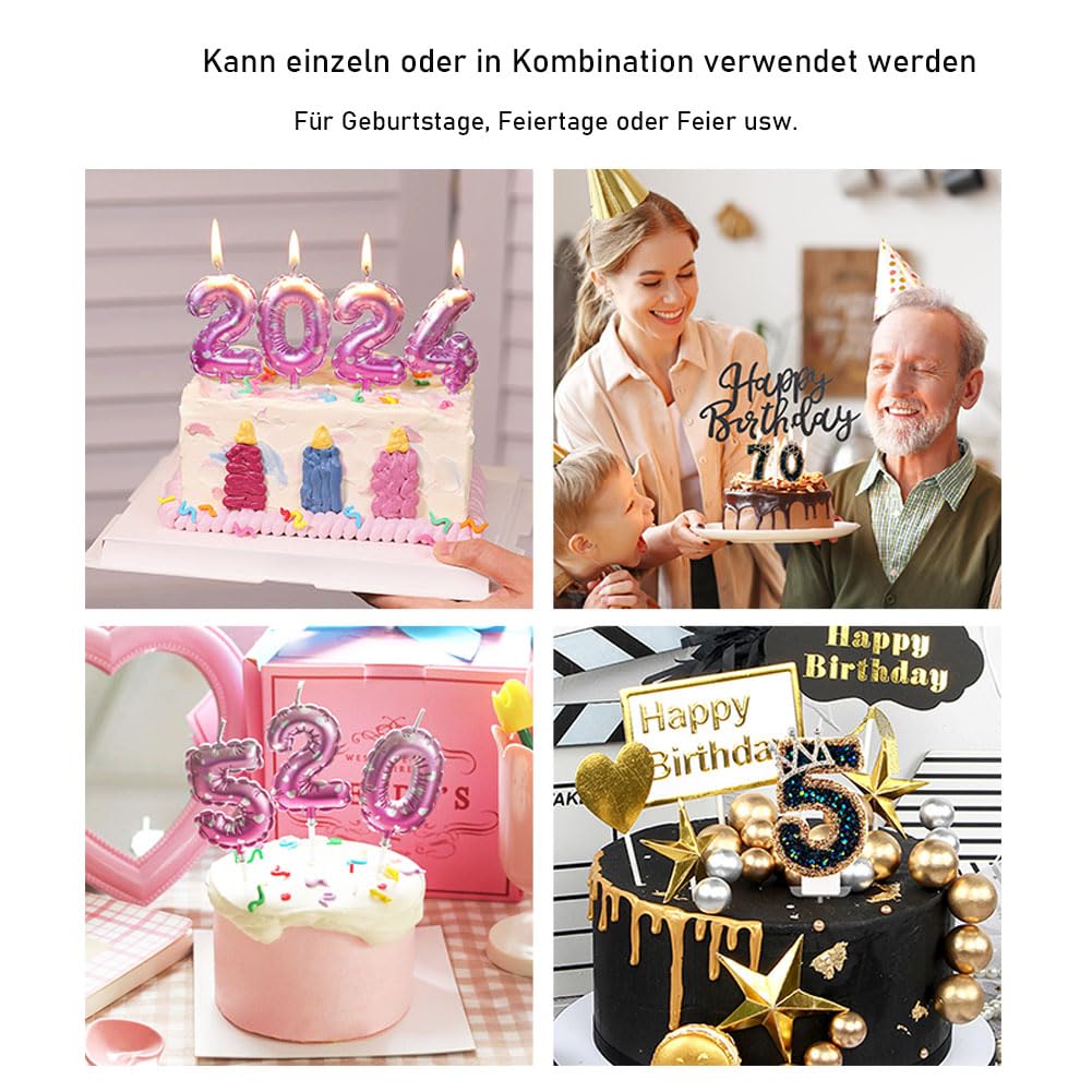 Velas de cumpleaños, 10 unidades, con diamantes negros 3D, decoración para tartas con corona, número de pastel, decoración de tartas, números del 0 al 9, número de cumpleaños, velas digitales