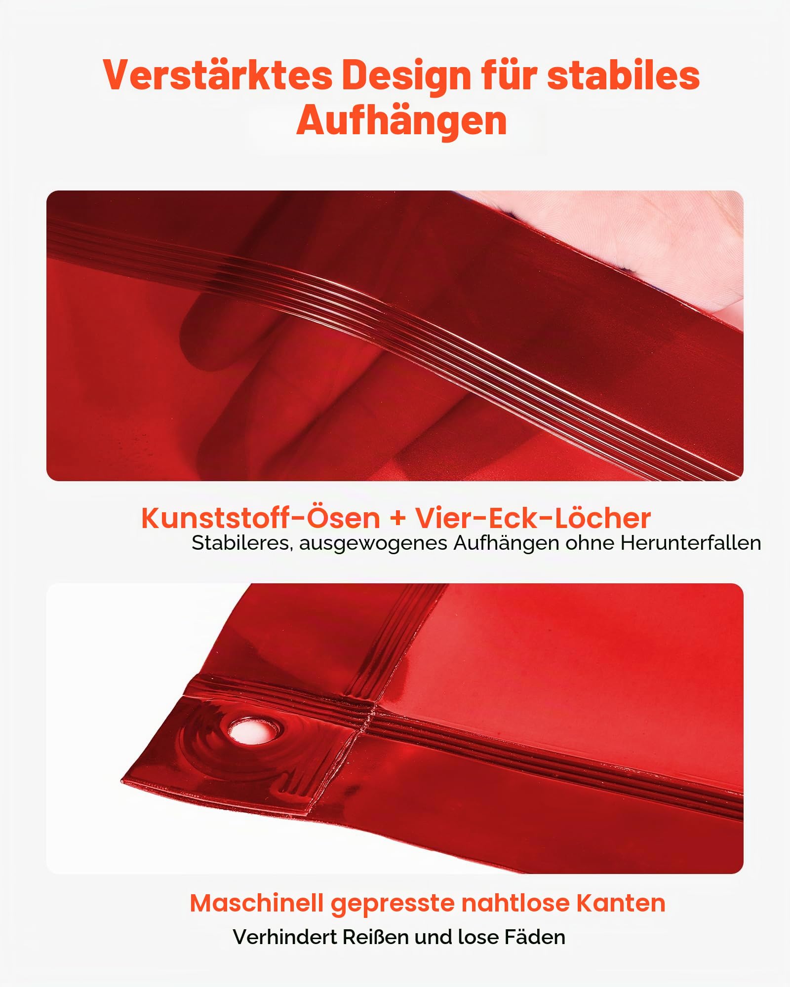 VEVOR 2er-Pack Schweißvorhang, 1740x2340 mm Schweißschutzwand, flammhemmende Vinyl-Schweißschutzwand mit 6-stufigem UV-Schutz für Werkstatt-/Industrieeinsatz, Rot (Ohne Rahmen)