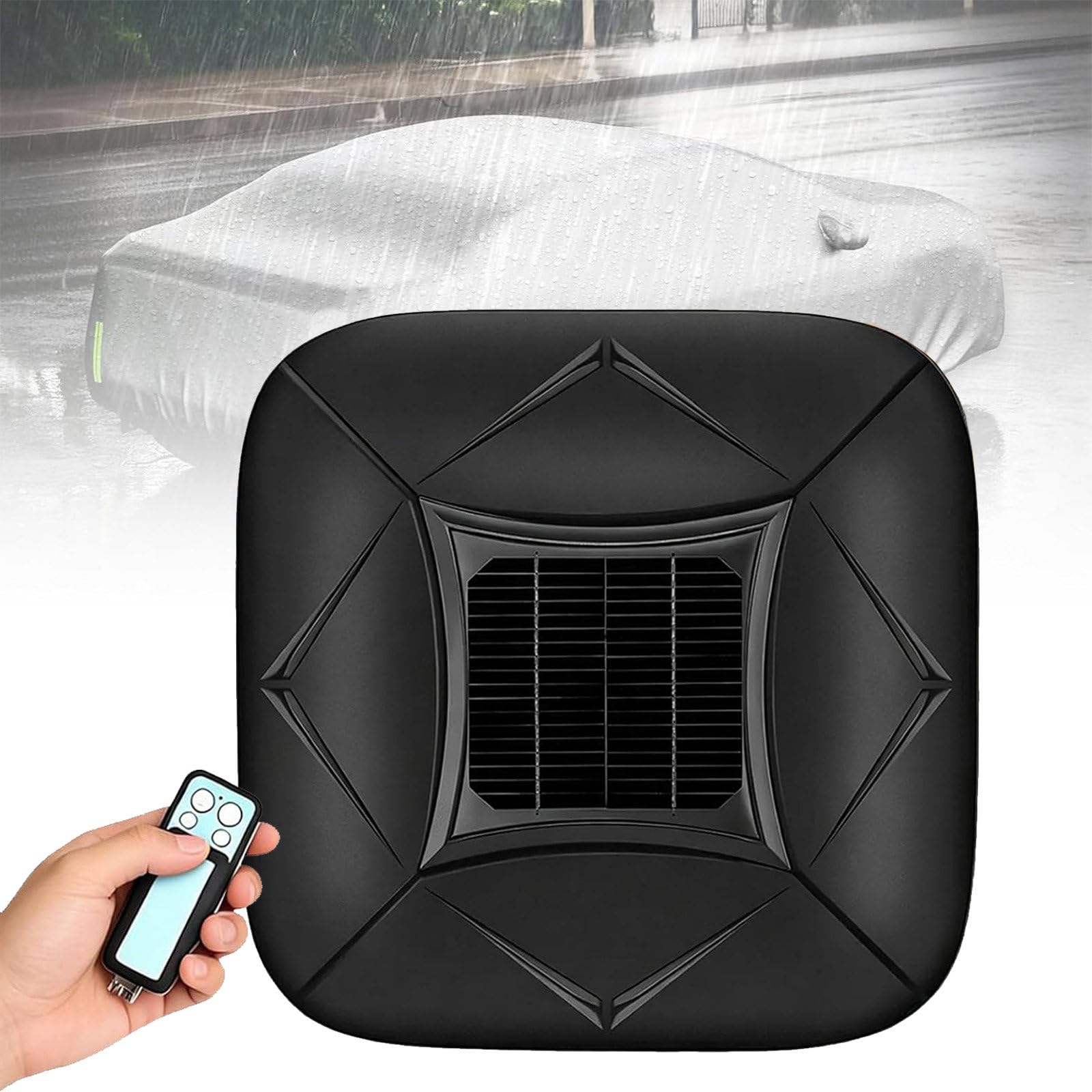 AETEREOS Solar Charging Smart Car Cover, Remote Control Automatic Full Exterior Covers, Quick 10s Open, Anti-Theft Alarm, Waterproof and Sunproof for Sedan SUV MPV Black-YXXL