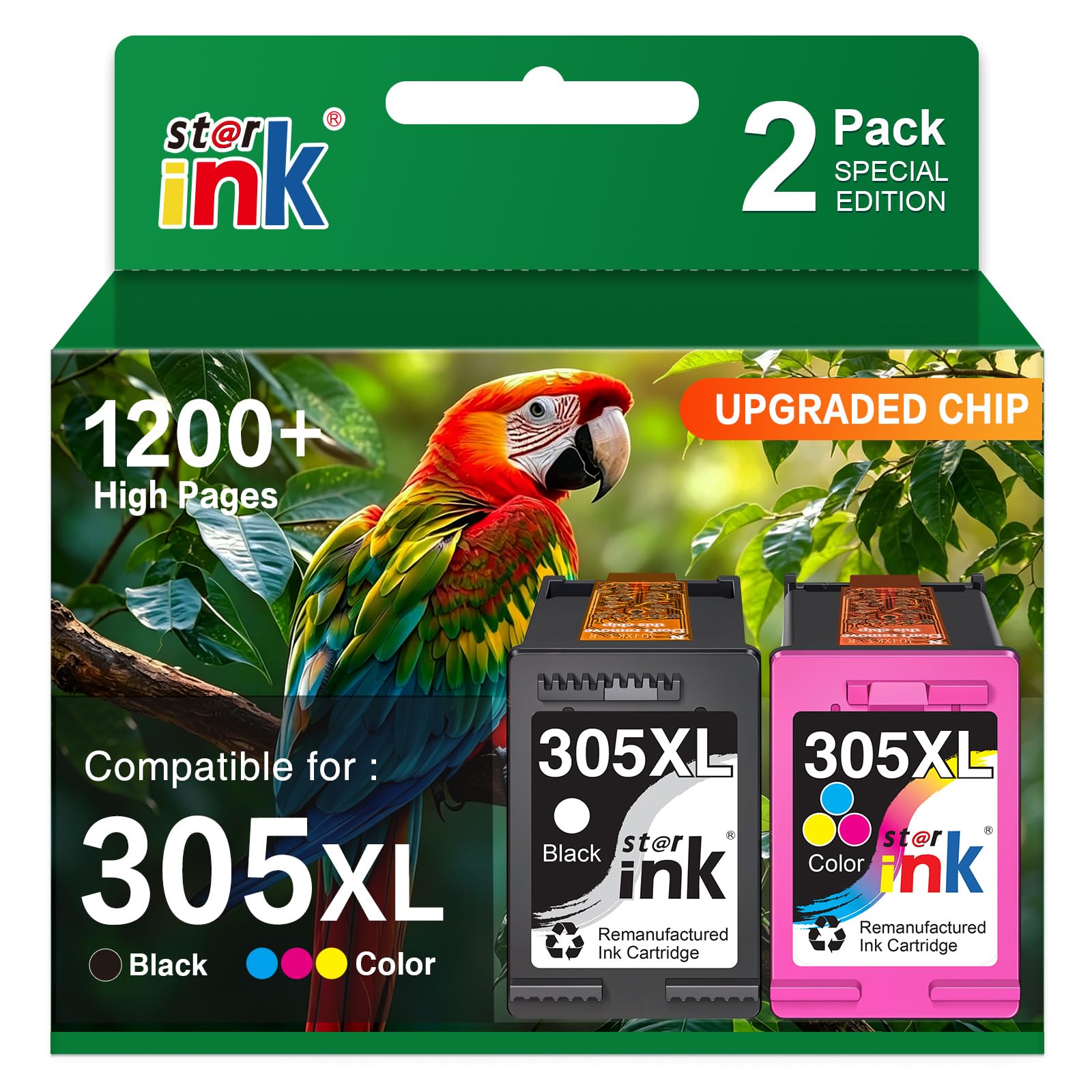 starink 305 XL Remanufactured Ink Cartridges for HP 305 Black and Tricolour for HP DeskJet 2710 2720 2720e 2721 2722 DeskJet Plus 4110 4120 4130 Envy 6010 6020 6022 603 2 (Pack of 2) ) ClimeCo Certified