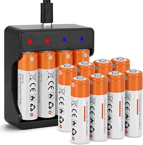 Paquete de 12 baterías de litio recargables de tamaño AA de 1.5 V para cámara Blink, batería doble A de larga duración de 2600 mWh con cargador