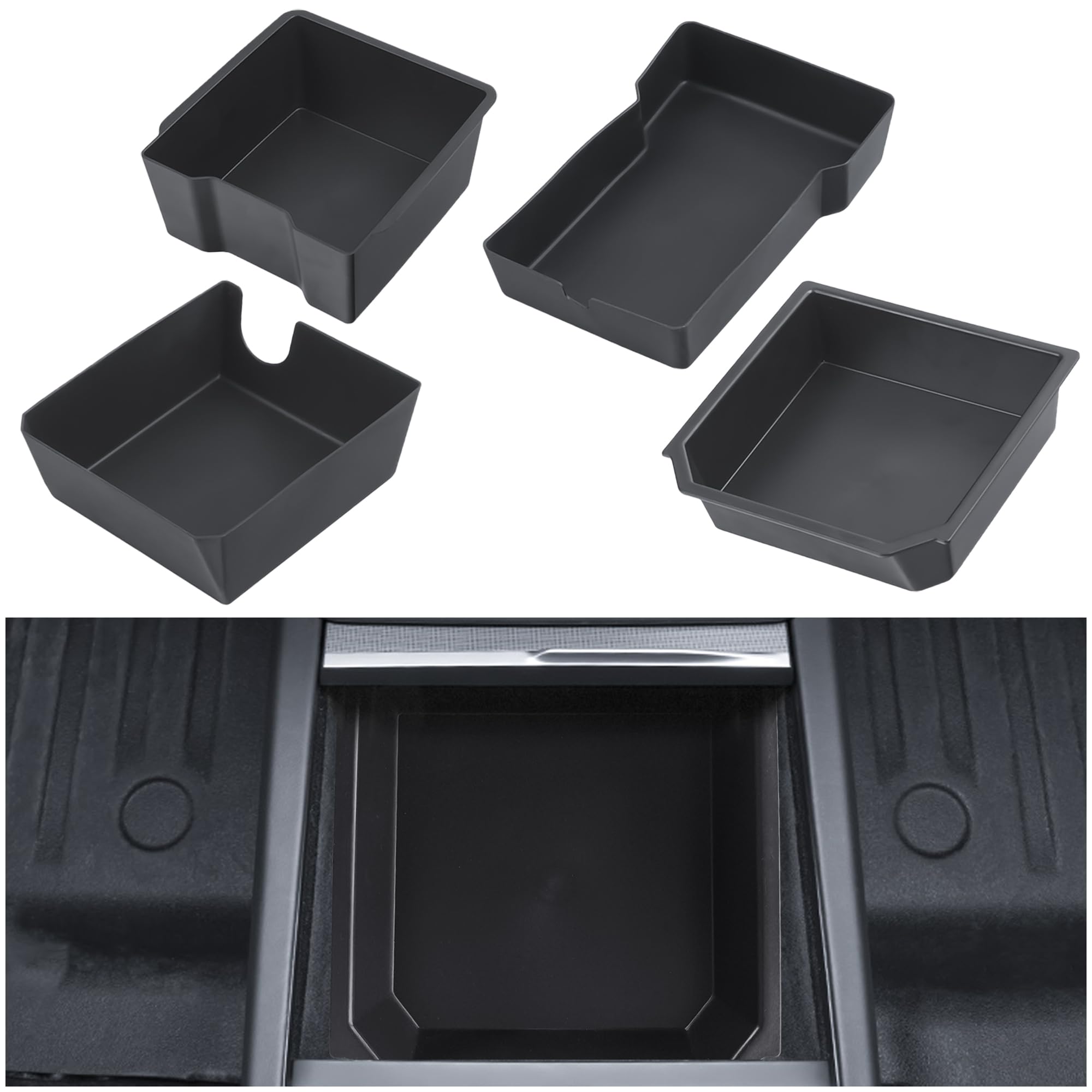 HSB Compatible for Tesla New Model 3 2024 Center Console Organizer Tray Armrest Drawer Storage Box Interior Accessories 4Pcs