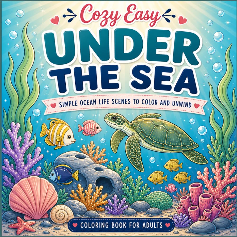 Cozy Easy Under the Sea Coloring Book: Simple Ocean Life Scenes to Color and Unwind with Calm Underwater Moments and Relaxing Designs