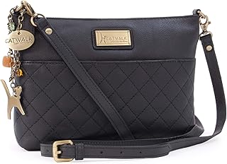 Vera Pelle Trapuntata - Piccola Borsa a Spalla/Borsa a Mano - Con Ciondolo a Forma di Gatto - JOSIE