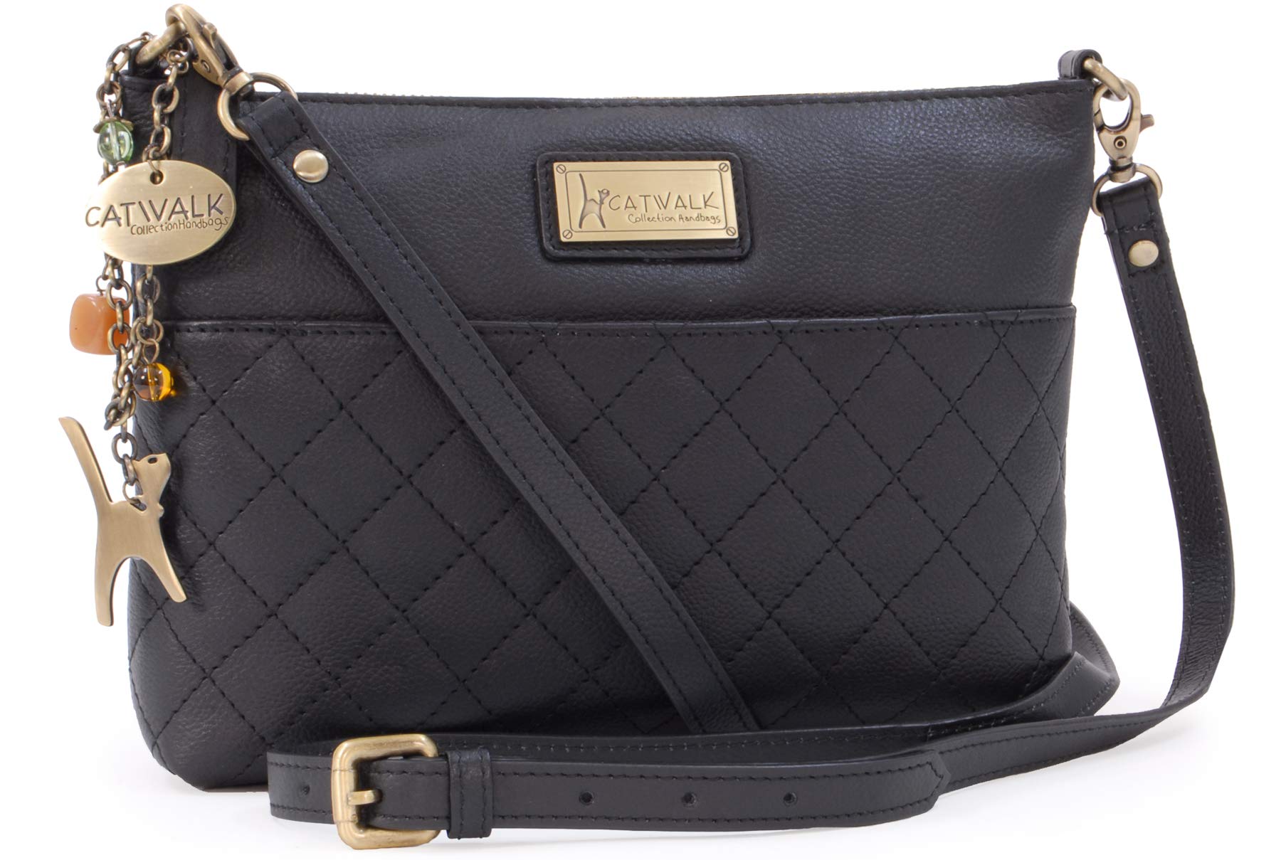 Catwalk Collection Handbags - Borsa a Tracolla Piccola da Donna - Borsa Pochette in Pelle Trapuntata - Tracolla Regolabile - Borsetta - Josie