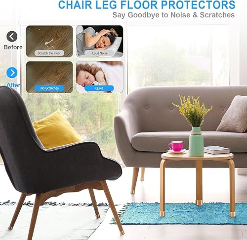 Miniatura 2 de 8 protectores de suelo para patas de silla, almohadillas de fieltro para suelos de madera dura, deslizadores redondos gruesos para muebles, tapas de