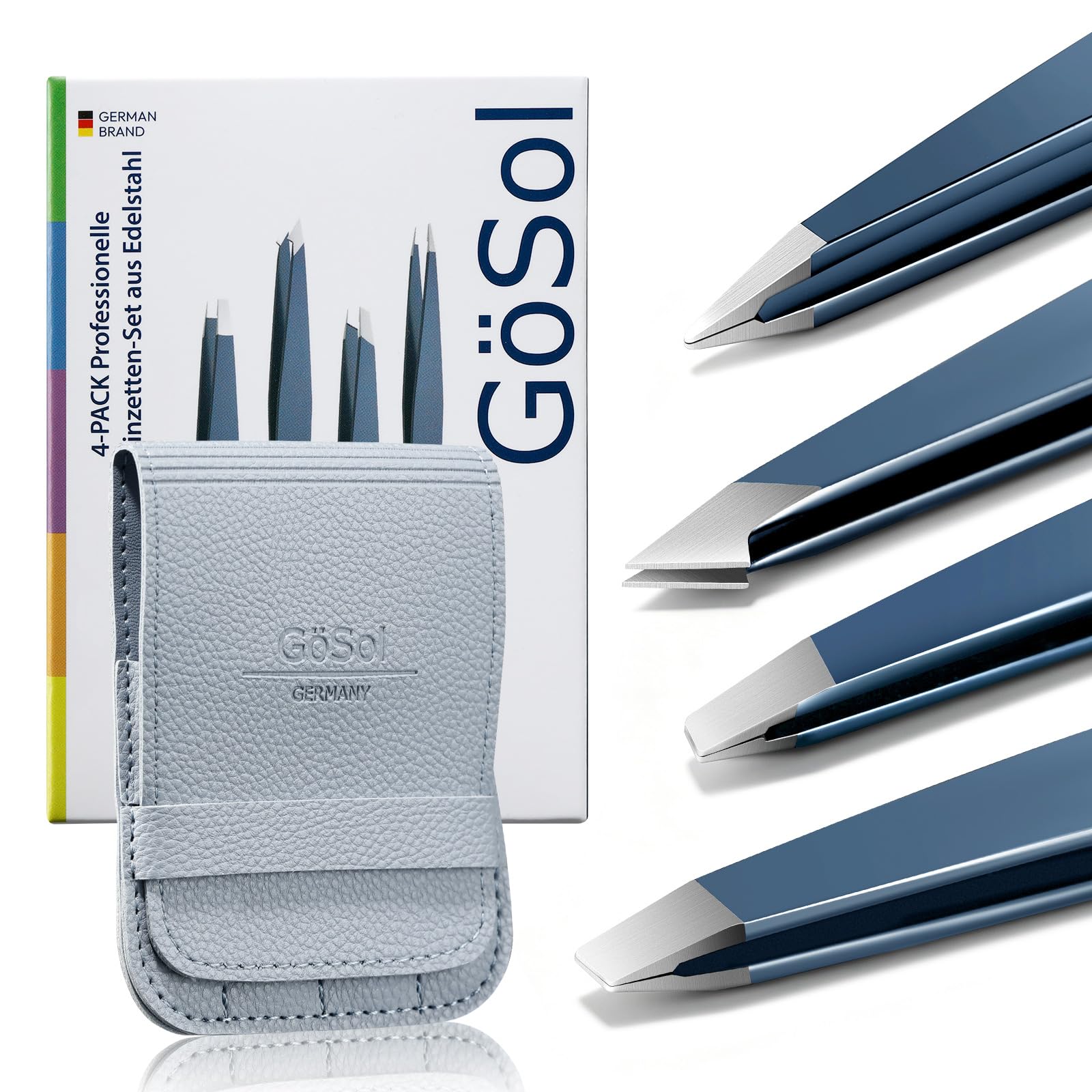 Tweezers Set, 4-Piece Professional Eyebrow Tweezer for Facial Hair