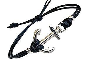 Faith Charm Bracelet Anchored Hope Anchor Bracelet for Men, Leather Bracelets for...